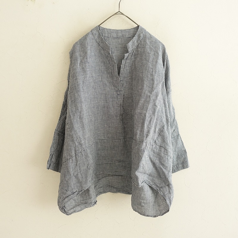 ネストローブ nest robe リネンブラウス　麻100% nest Robe ネストローブ *リネンフリルスリーブチュニック*F