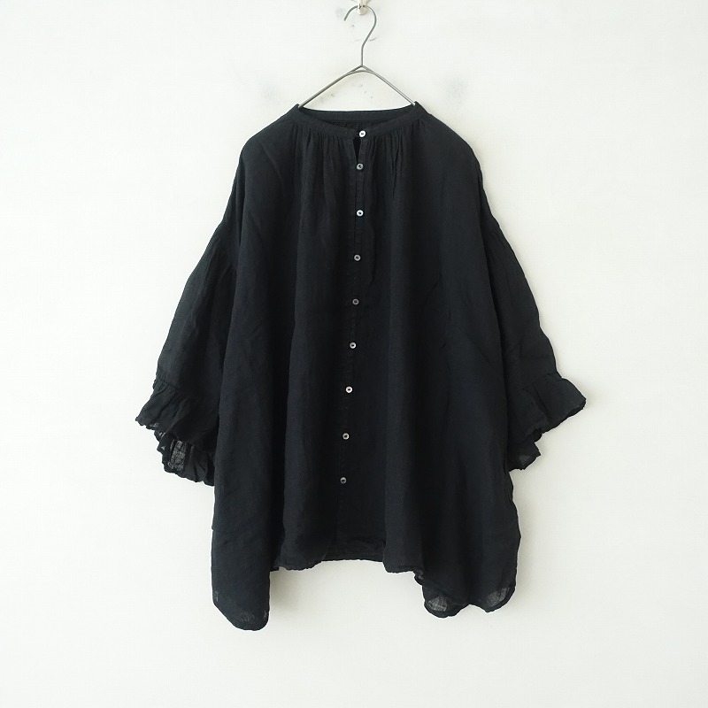 ネストローブ リネンガーゼ ギャザースリーブブラウス 定価2.7万】ネストローブ nest Robe リネンガーゼギャザー