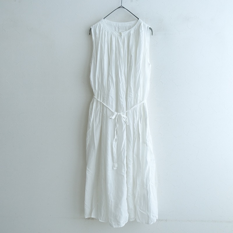 ガーゼ Gauze# コットンノースリーブギャザー前開きワンピース F