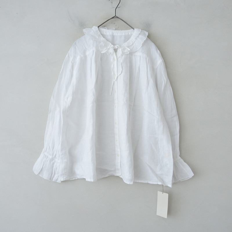 nest Robe - 美品 nest Robe ネストローブ リネンフリルフロントシャツ 長袖 ブラウス 01173-1016 ホワイト レディース 古着 中古 USED nest Robe 美品 ネストローブ リネンフリルフロントシャツ 長袖