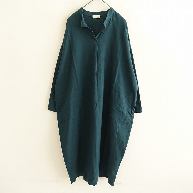 a+koloni エプロンワンピース 美品 アラクリティーコロニー a+koloni リネンヘリンボーンエプロン