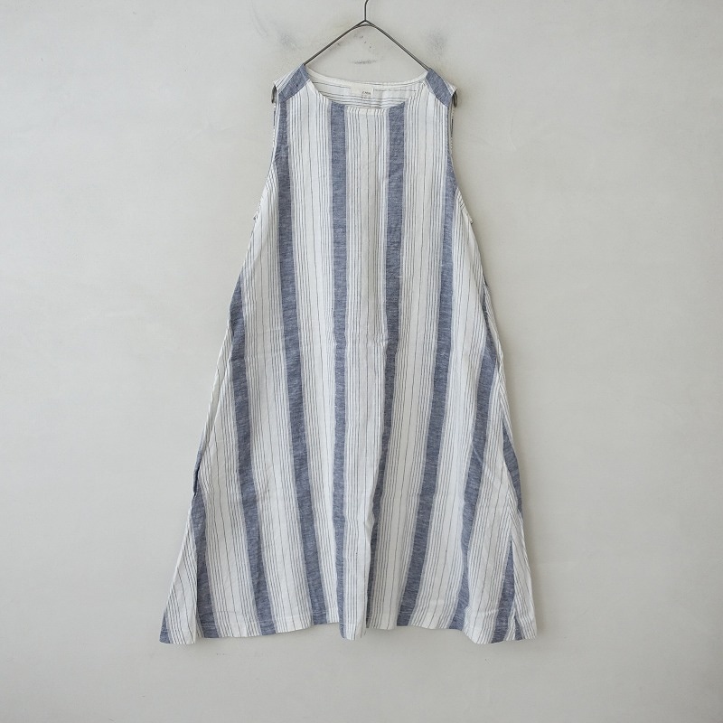 a+koloni エプロンワンピース 美品 アラクリティーコロニー a+koloni リネンヘリンボーンエプロン