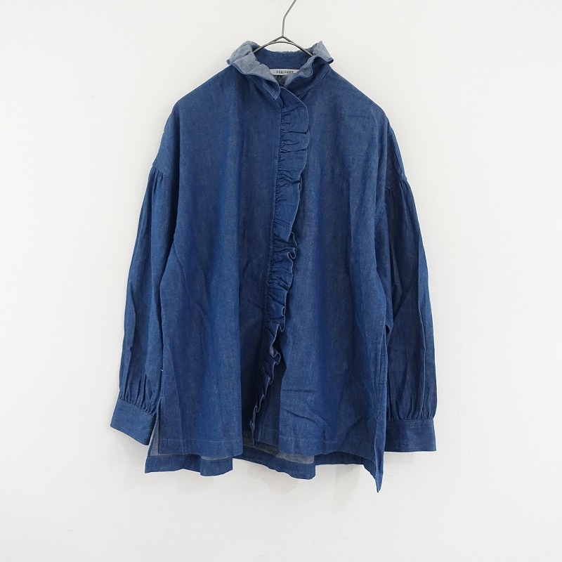 toujors トゥジュー　コットンフリルシャツ　サイズ1 トゥジュー TOUJOURS コットンデニムフリルシャツ 1 (k33-2507