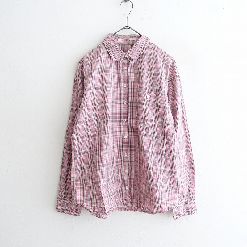 タグ付未使用 マドモアゼルノンノン 長袖チェックシャツ L 定価2.8万】マドモアゼルノンノン Mademoiselle NON NON