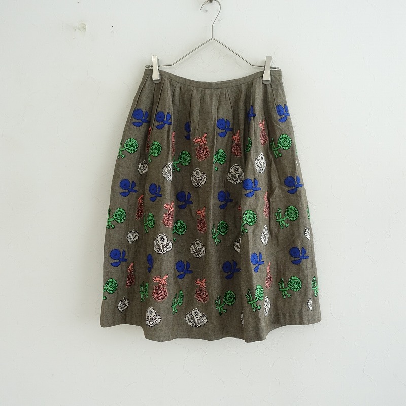 ミナペルホネン mina perhonen *quartet 刺繍コットンシルクスカート