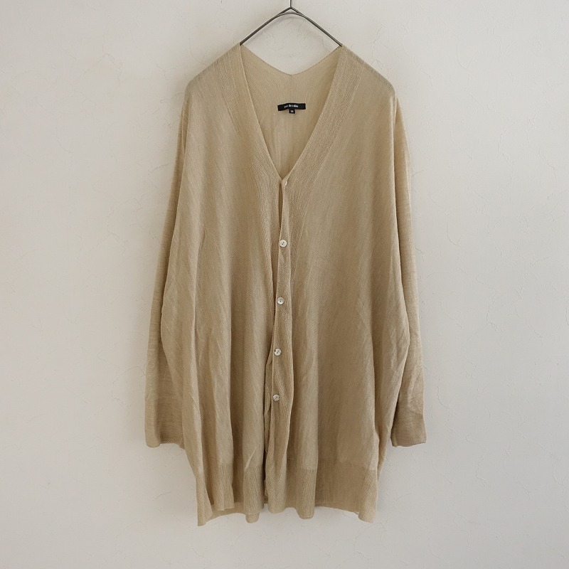 【pas de calais】麻カーディガン✴︎試着のみ新品 国産麻混ニットカーディガン(紳士)(L ネイビー): ユニバーサル