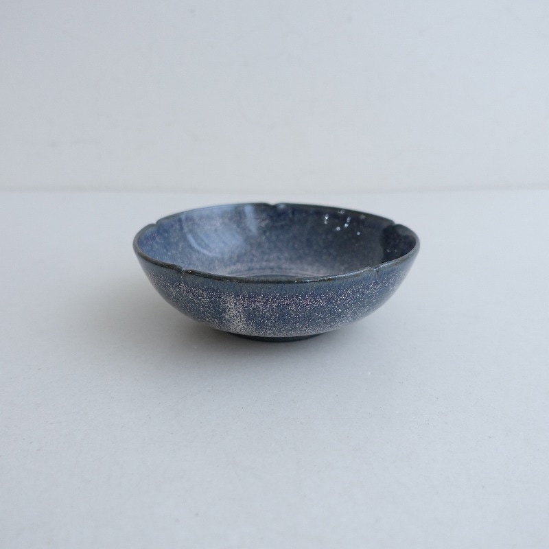未使用】 長元宏 紫白釉 五寸輪花鉢15cm (wa84-2507-75)【11H52