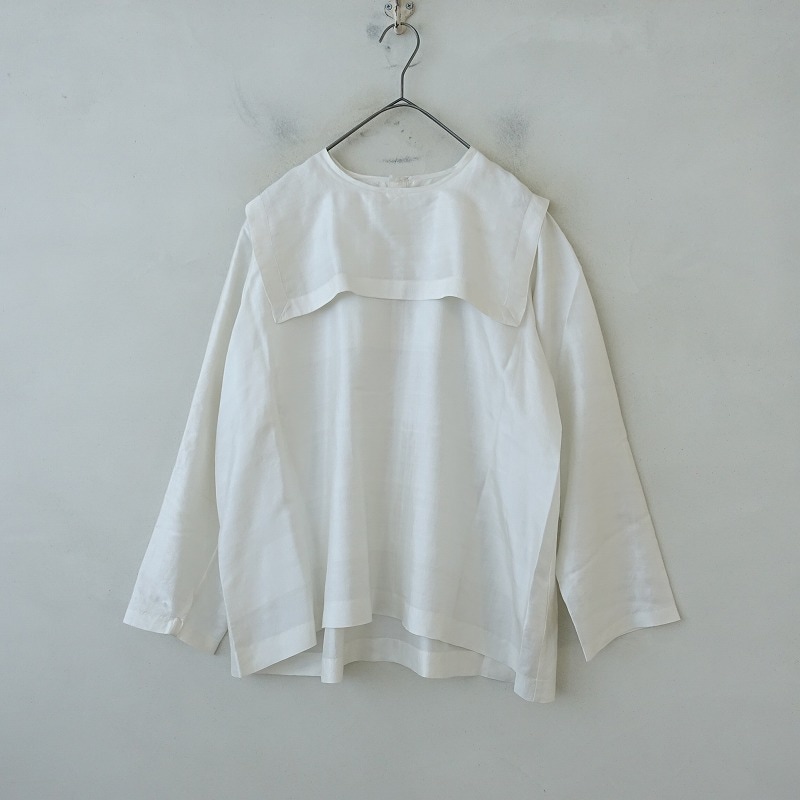 アイボリー色 長袖ブラウス　bunon ブノン　used BUNON Tie Embroidery Blouse ブノン エンブロイダリーブラウス