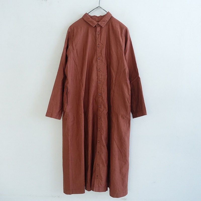 美品 ネストローブ 麻100% 長袖ワンピース 羽織り 赤 ゆったりめ 日本製 美品 ネストローブ 麻100% 長袖ワンピース 羽織り 赤 ゆったりめ