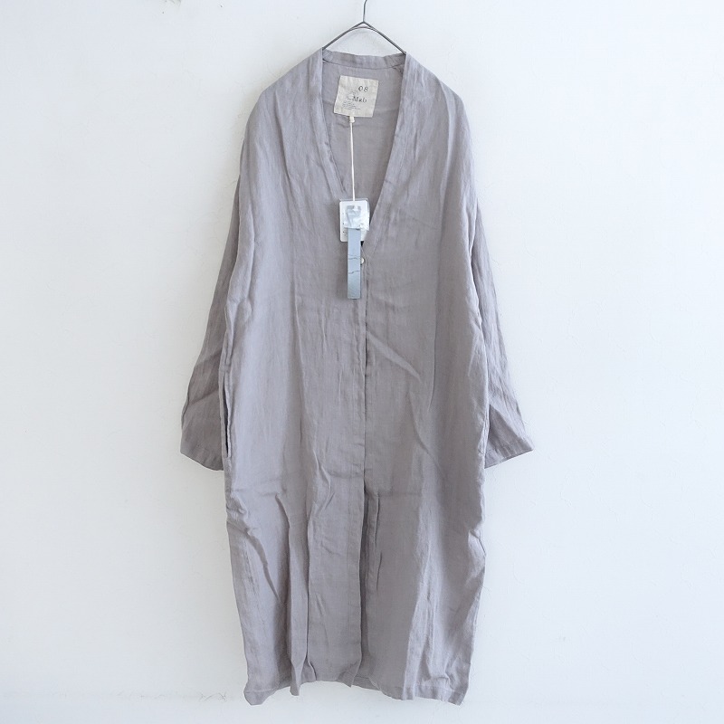 apuntob アプントビー リネン ワンピース 美品】アプントビー apuntob リネンVネック7分袖Aラインワンピース S