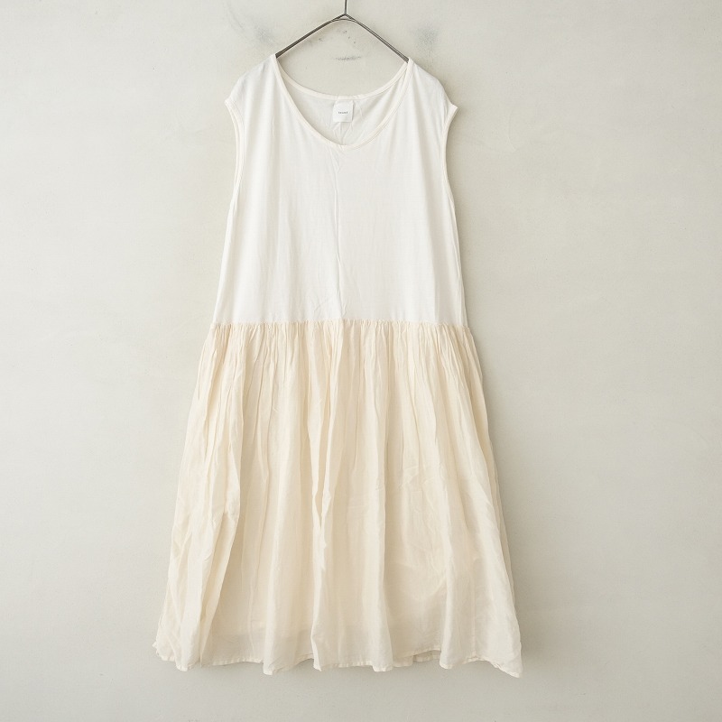 ガーゼ Gauze# コットンリネンシャンブレーオープンカラーワンピース