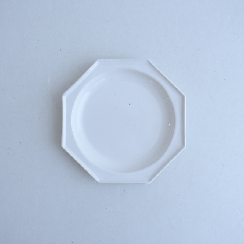 美品】 山本拓也 八角平皿 M 白 (wa84-2508-65)【70I52】 /ナチュラル