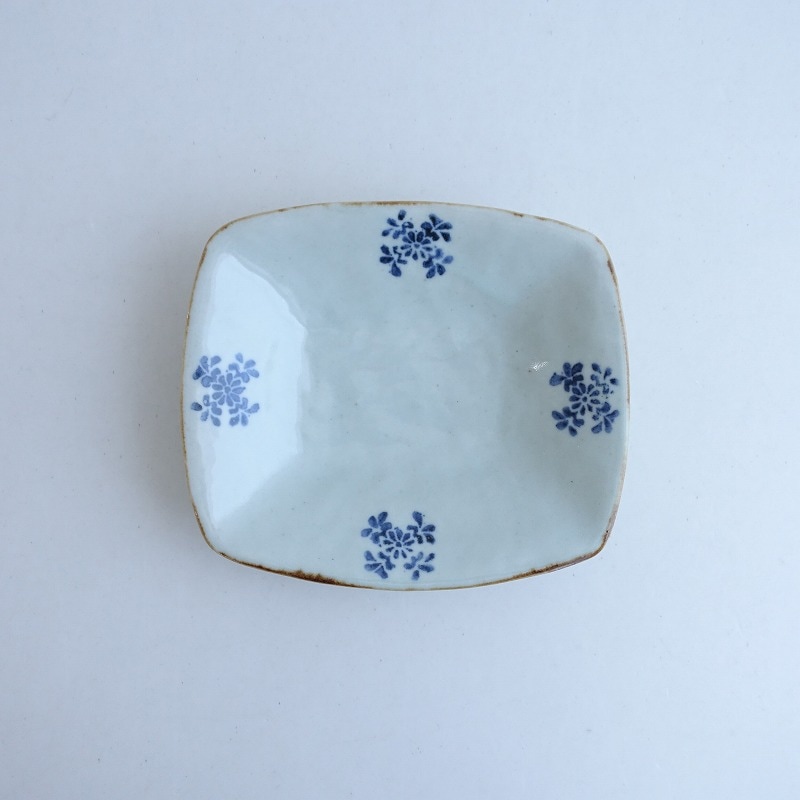 美品】 廣政毅 渕鉄花文四方鉢 (wa84-2508-58)【70I52