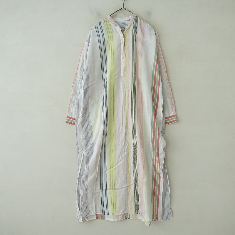 ヌキテパ マルチストライプ シャツワンピース ロング コットンボイル ne Quittez pas - 新品未使用 ヌキテパ コットンボイル
