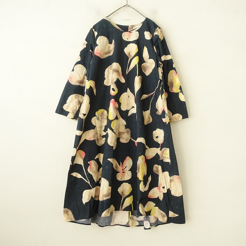 【PAL'LAS PALACE vm】 ウエストコード　Aラインワンピース パラスパレス Pal'las Palace フラワープリントコットンAライン