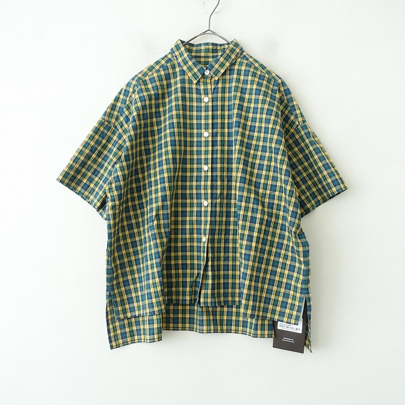 未使用スピック&スパンコットンリネンブラウスナチュラル系フォークロアグリーン茶色 未使用スピック&スパンコットンリネンブラウスナチュラル系フォーク