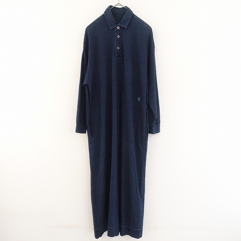 45R フォーティファイブ・アール インディゴ　コットン　チェック　ワンピース 45R（フォーティファイブアール）の「ふわふわ二重織のドレス