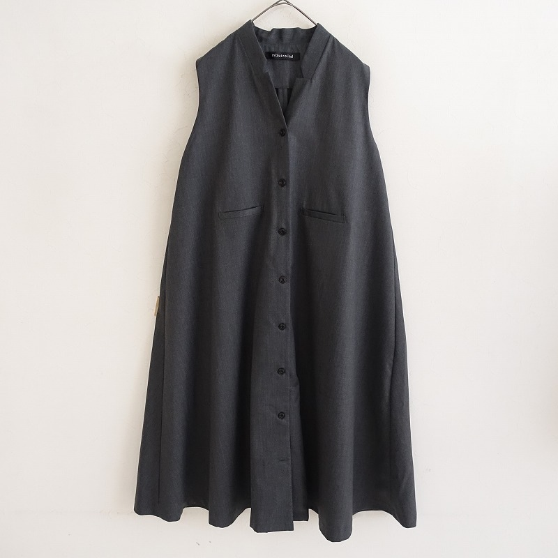 ○美品♪ミズイロインド スタンドカラーフレアジレワンピース 美品