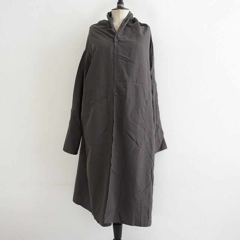 希少【極美品】芽風 変形ロングコート コットンナイロン ゆったり 定価6.9万円 149248-1-250828.jpg