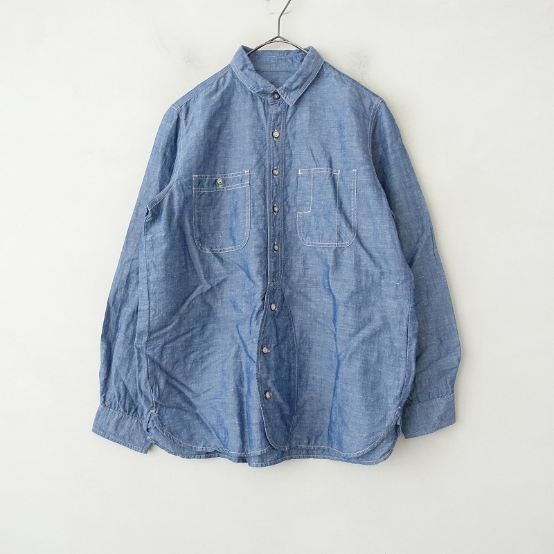 □ネストローブ nest Robe *リネンストライプシャツワンピース