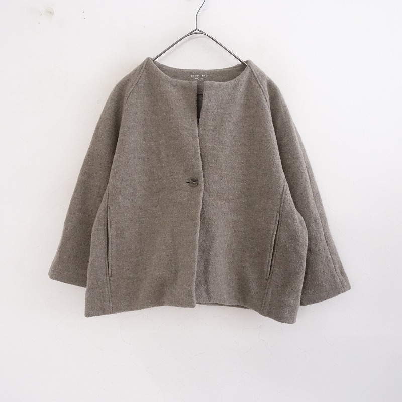 エヴァムエヴァ evam eva プレスウールノーカラーショートコート 1