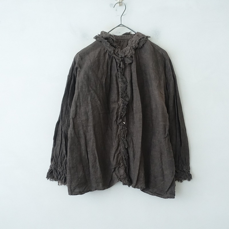 ネストローブ nest Robe 天然染めリネンフリルブラウス F (j25-2510-51