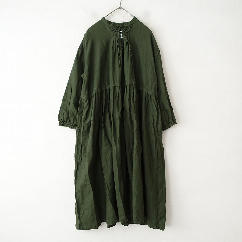 �����2.6���ۥͥ��ȥ����� nest Robe Linen tucked neck dress ��ͥ󥿥å��ͥå��ɥ쥹  F (1-2510-108)��80K52��
