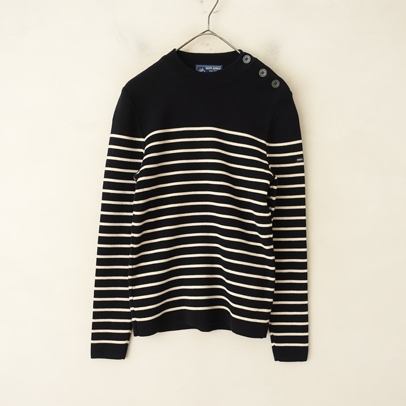 セントジェームス SAINT JAMES 肩ボタン付ボーダーニットプルオーバー