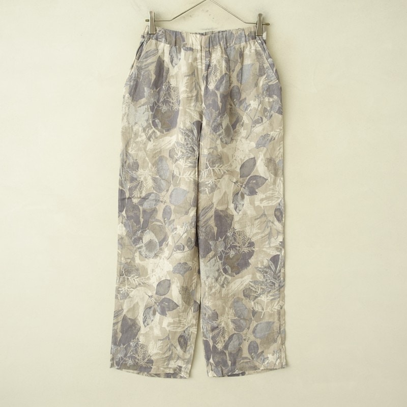 未使用/2025/定価3.5万】 群言堂 石見銀山 リネン夏の葉プリントパンツ