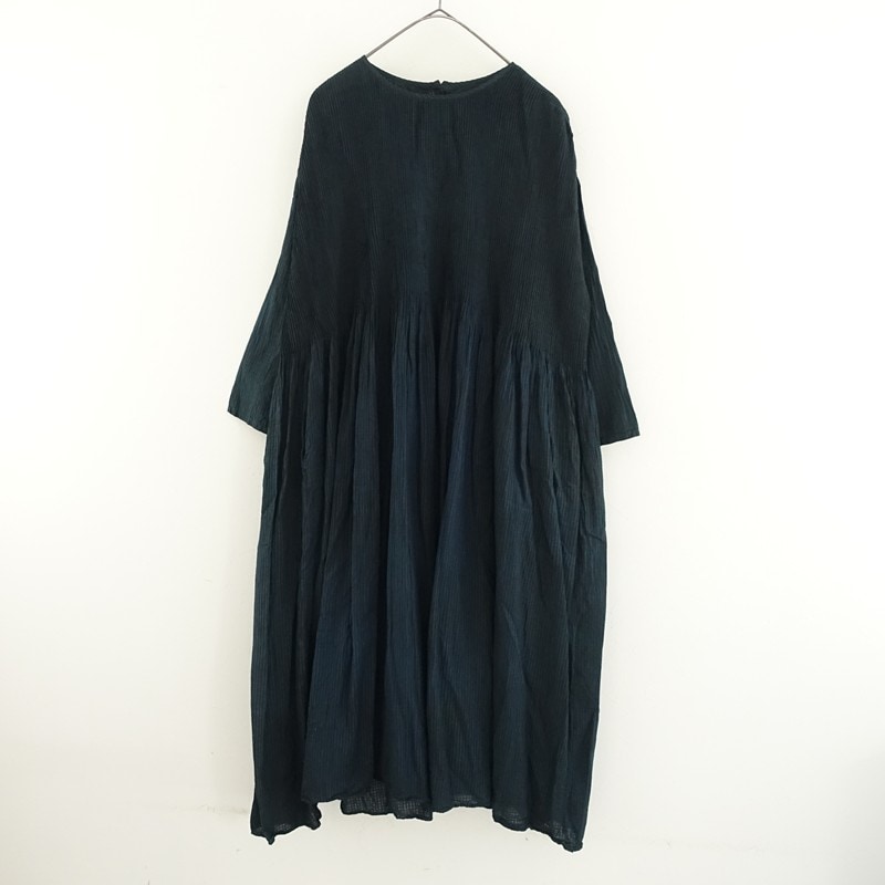 美品✨ メゾンドソイル 半袖ワンピース ギャザー パープル コットン100% soil(ソイル) 古着 買取 通販