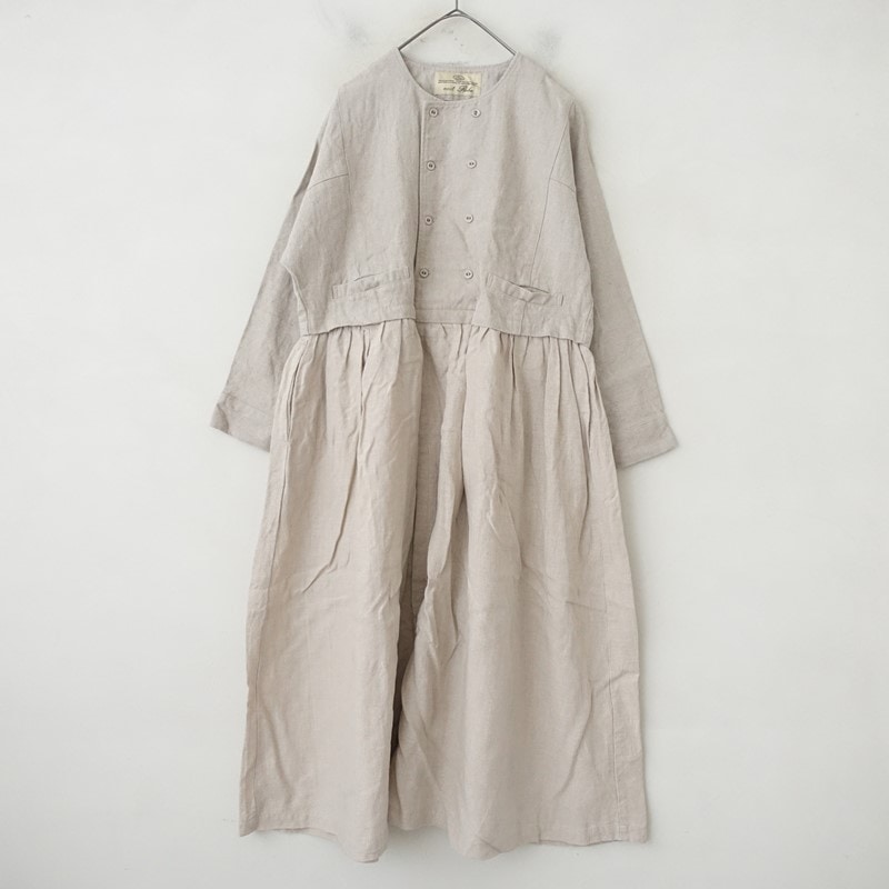 ネストローブ nest Robe リネンダブルブレスト切替ワンピース F (1