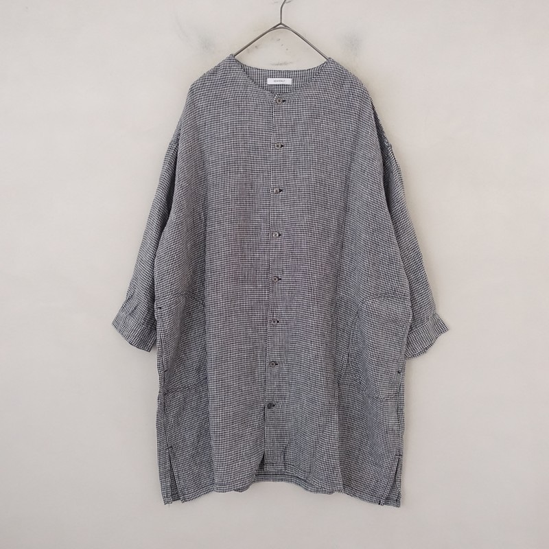 ミズイロインド mizuiro-ind コットンバンドカラーシャツワンピース