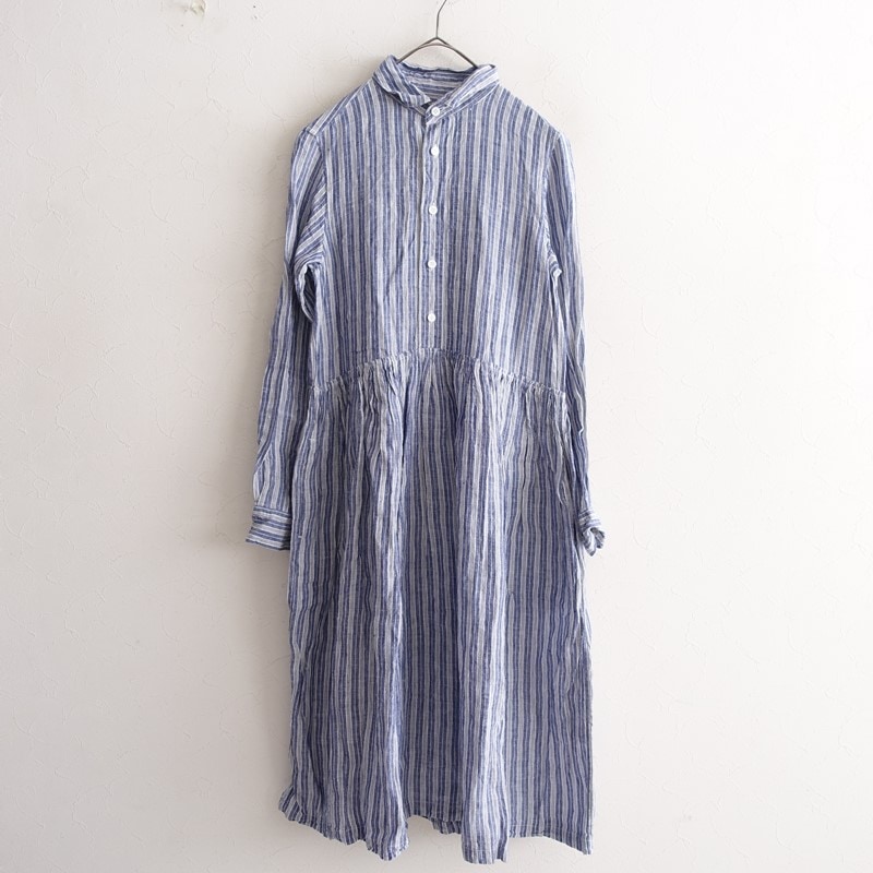 オールドマンズテーラー R&D.M.Co- リネンマルチストライプギャザー