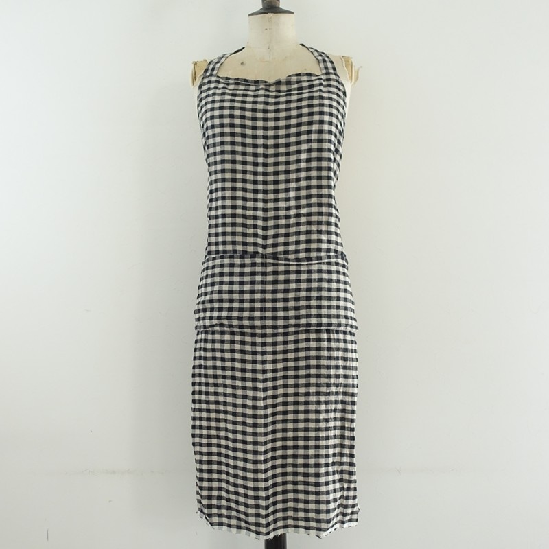 ダニエラグレジス ストライプ エプロン ネイビーボルドー daniela