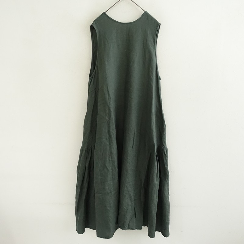 ガーゼ Gauze# コットンリネンシャンブレーオープンカラーワンピース