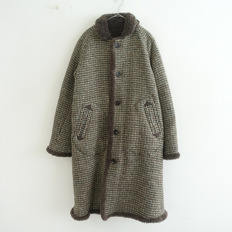 45rリバーシブルコート 美品/定価15.9万】45アールピーエム 45RPM シェットランドニットとボア