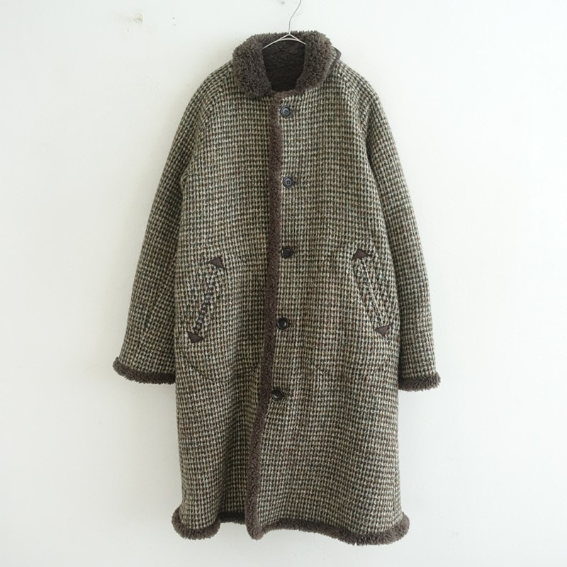 45rリバーシブルコート 美品/定価15.9万】45アールピーエム 45RPM シェットランドニットとボア