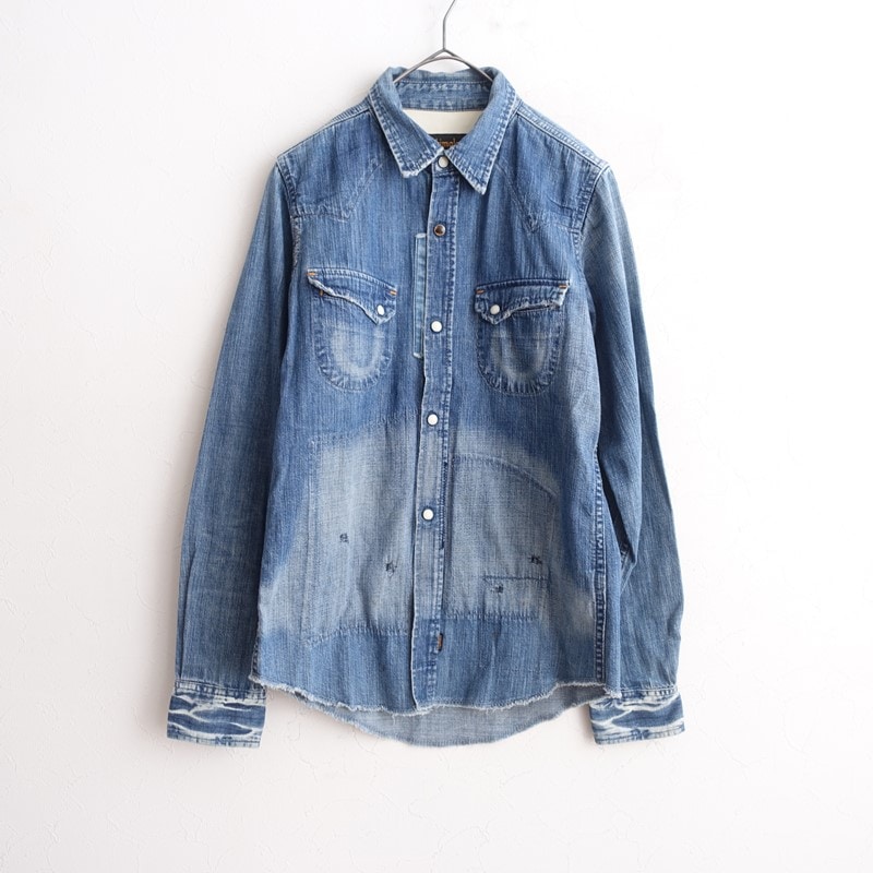 chimala ダメージユーズド加工 デニムジャケット XS ブルー chimala（チマラ） 古着 買取 通販