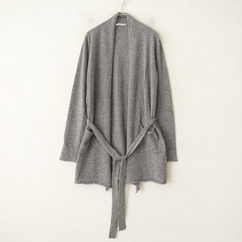 n100 エヌワンハンドレッド　ダークグレー カーディガン 長袖　カシミヤ100 n100（エヌワンハンドレッド） *シルクニットロングカーディガン*34