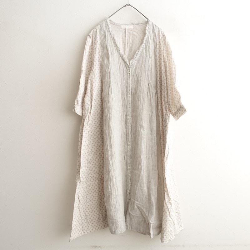 ネストローブ nest Robe リネンピンタック前開きロングワンピース F