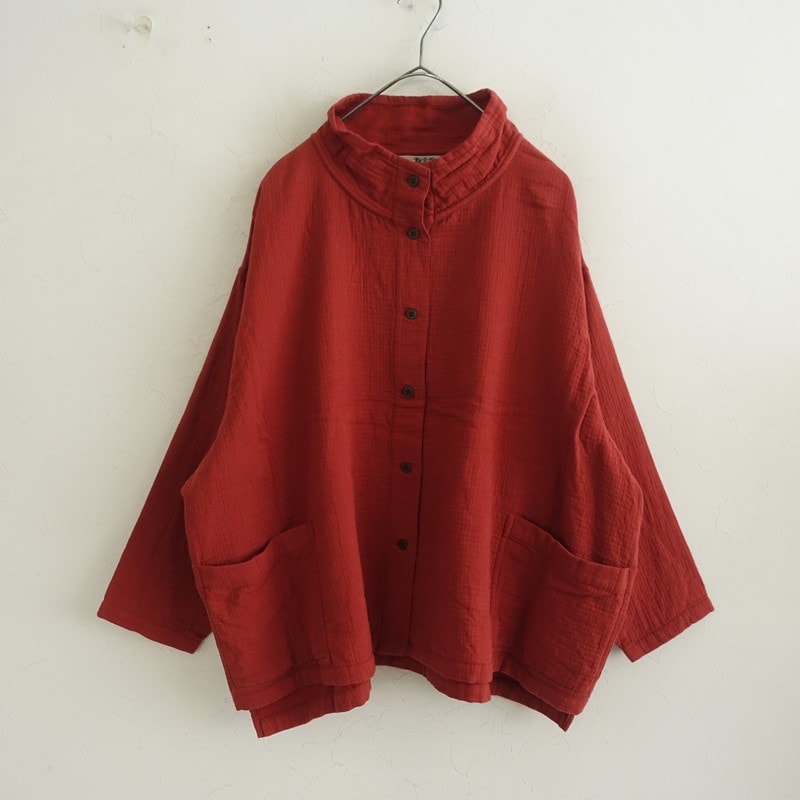 群言堂 綿麻デニムワークブラウス グレー トップス | 石見銀山 群言堂