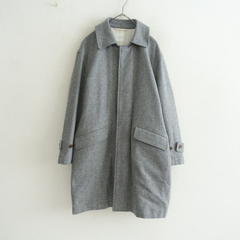 トゥジュー TOUJOURS ウールツイードオーバーサイズステンカラーコート