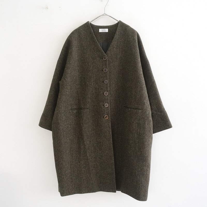 �����5.2���ۥ��ȥꥨ�ʥ륻 atelier naruse MOON ENGLAND tweed cocoon coat V�ͥå�������  F (jjk25-2512-466)��31A62��