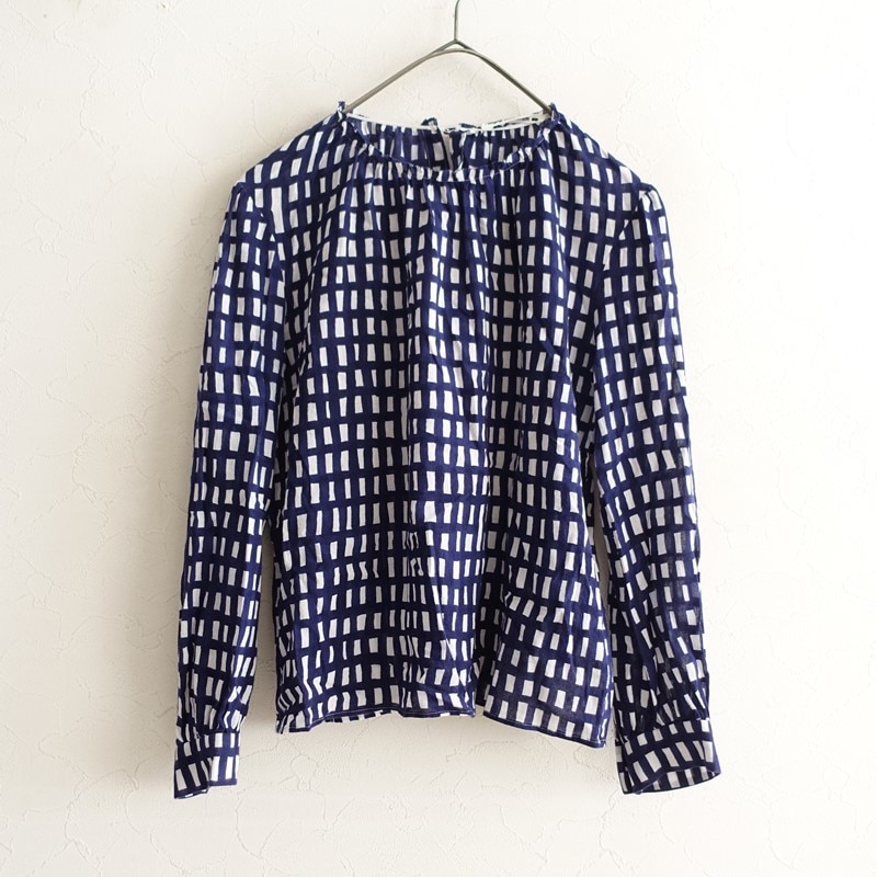 ミナペルホネン mina perhonen sora checkギャザーネックプルオーバー