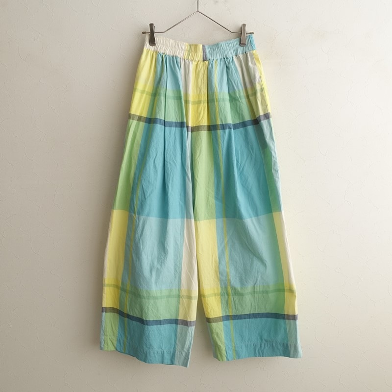 ☆ veritecoeur ヴェリテクール ☆緑のチェック柄 パンツ 定価4.1万】ヴェリテクール Veritecoeur マドラスチェックコットン