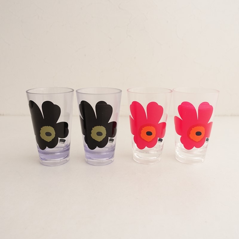 廃盤/北欧】マリメッコ marimekko UNIKKO プラスチックタンブラー 4点