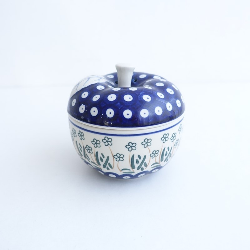 北欧】ポーリッシュポタリー Polish Pottery りんごポット ネイビー