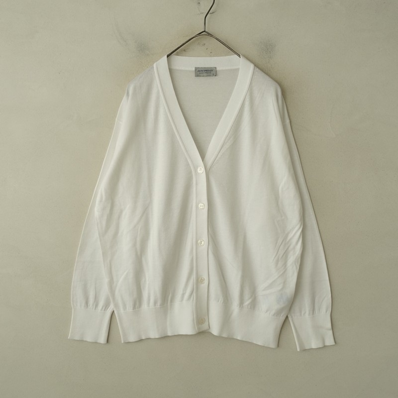 ジョンスメドレー JOHN SMEDLEY コットンVネックニットカーディガン M