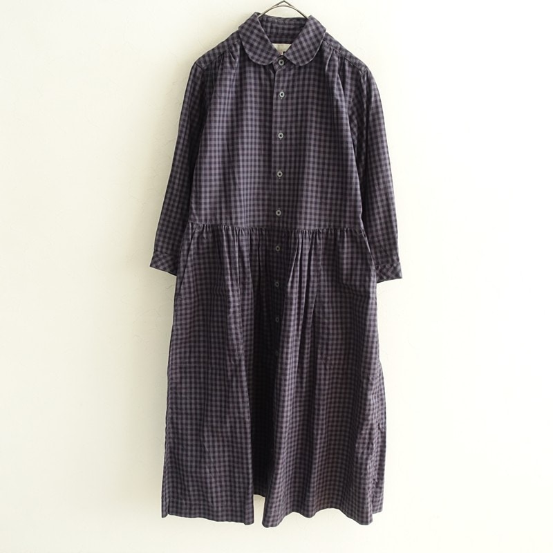 モリカゲシャツ MORIKAGE SHIRT KYOTO 丸衿チェックギャザーシャツ