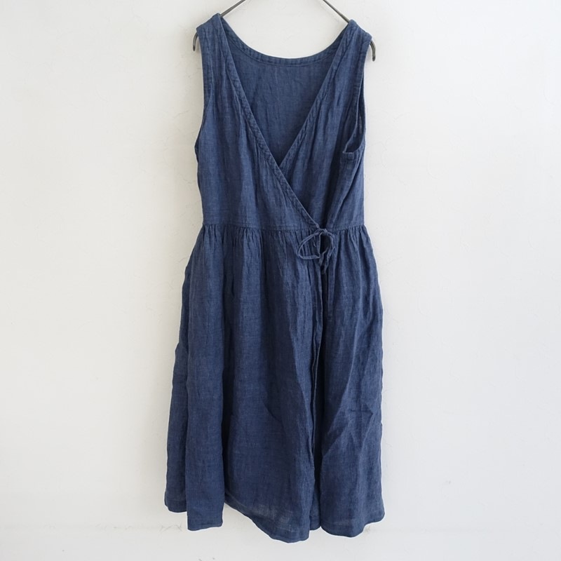 ネストローブ nest Robe リネンノースリーブカシュクールワンピース